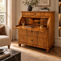 Biedermeier-Zylindersekretär aus Nussbaum, Süddeutschland um 1825–1830
