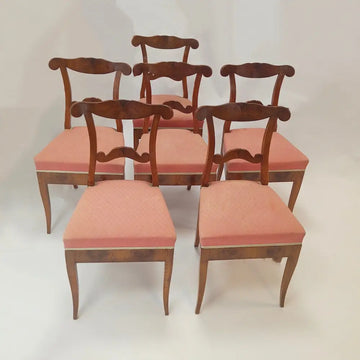 6 elegante Biedermeier Stühle aus Nussbaum - Möbel