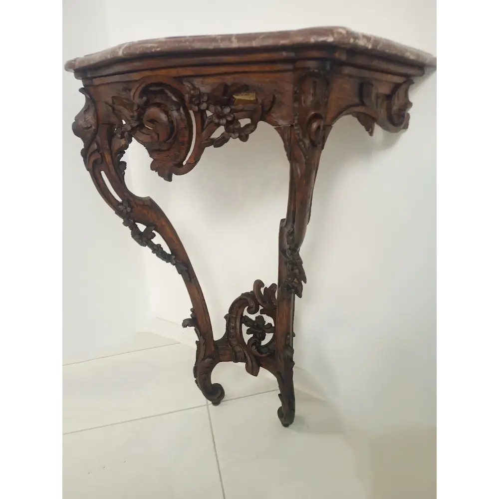 Louis XV Wandkonsole mit Marmorplatte Rouge Royale - Möbel