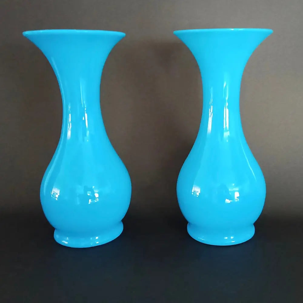 Paar blaue Biedermeier Vasen um 1860 - vasen