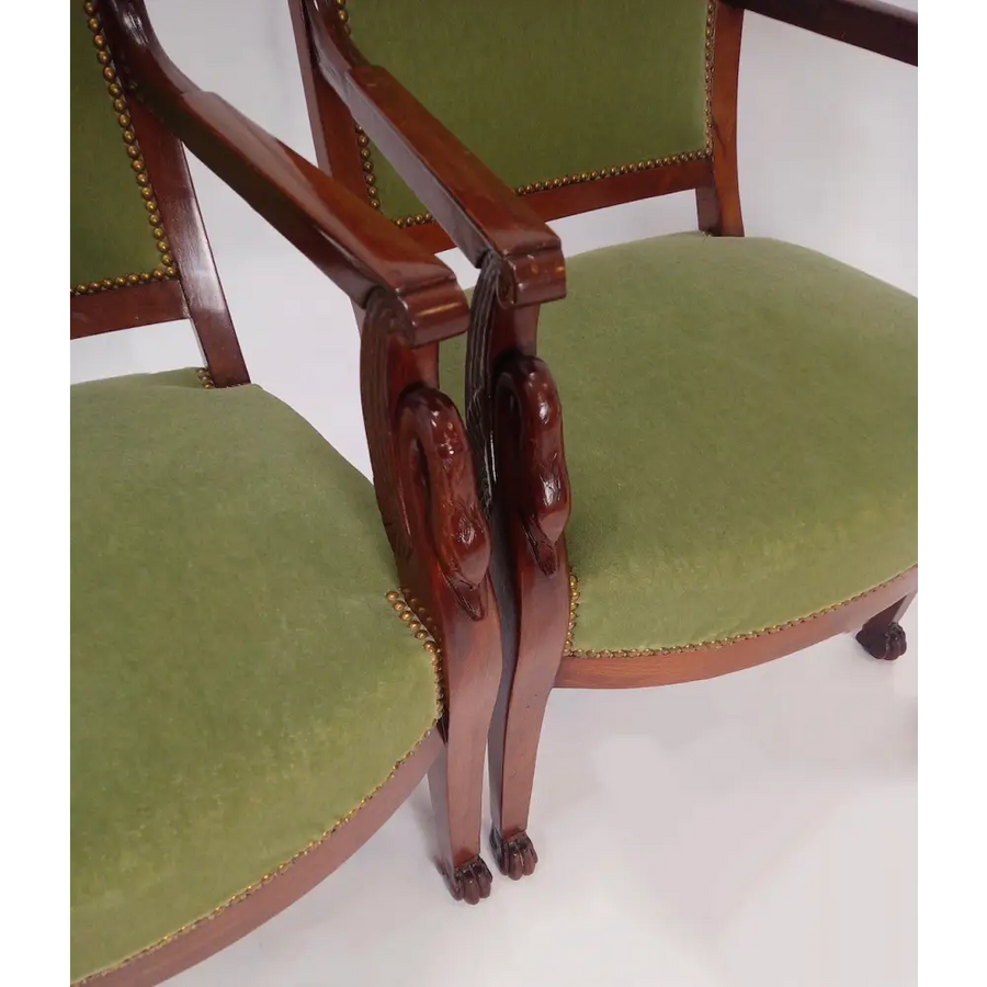 Empire Sessel mit Schwänen und Löwentatzen um 1830 - Möbel